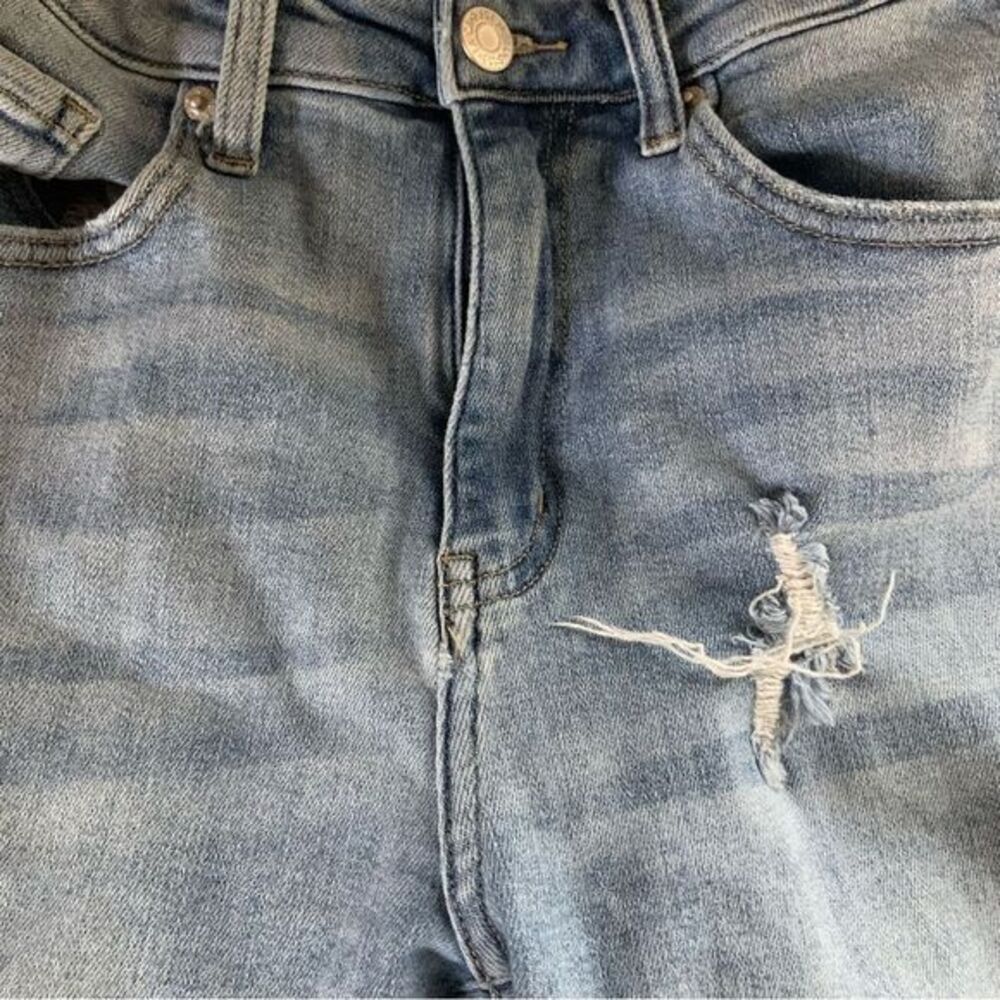 RISEN JEANS High Rise Distressed Raw Hem Straight Leg Jeans‎ Size 5 / 27 - Picture 9 of 16